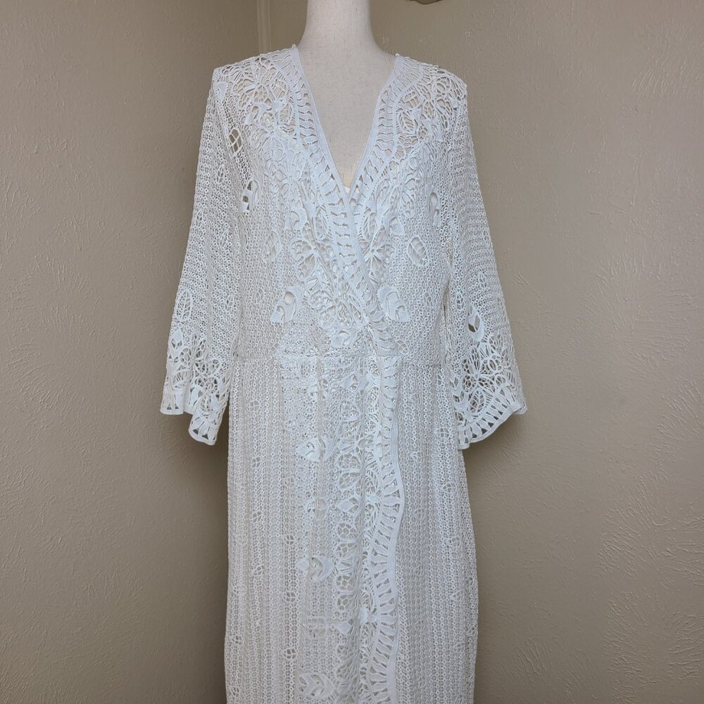 NWOT Soft Surroundings Long Sleeves White Lace Crochet Maxi Dress Size XL A561 - Picture 10 of 16